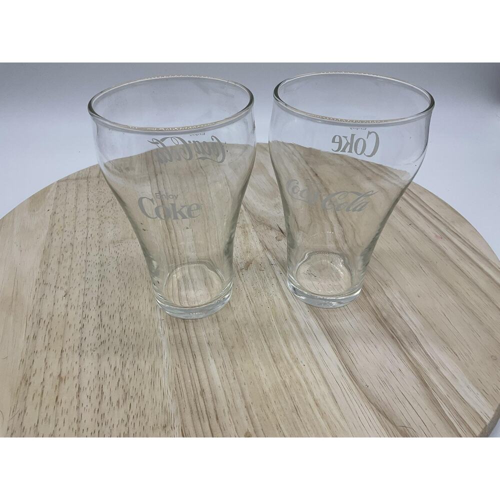 Vintage Set Of 2 Coke Cola Drinking Glasses Cups Bell Soda Shape 5"